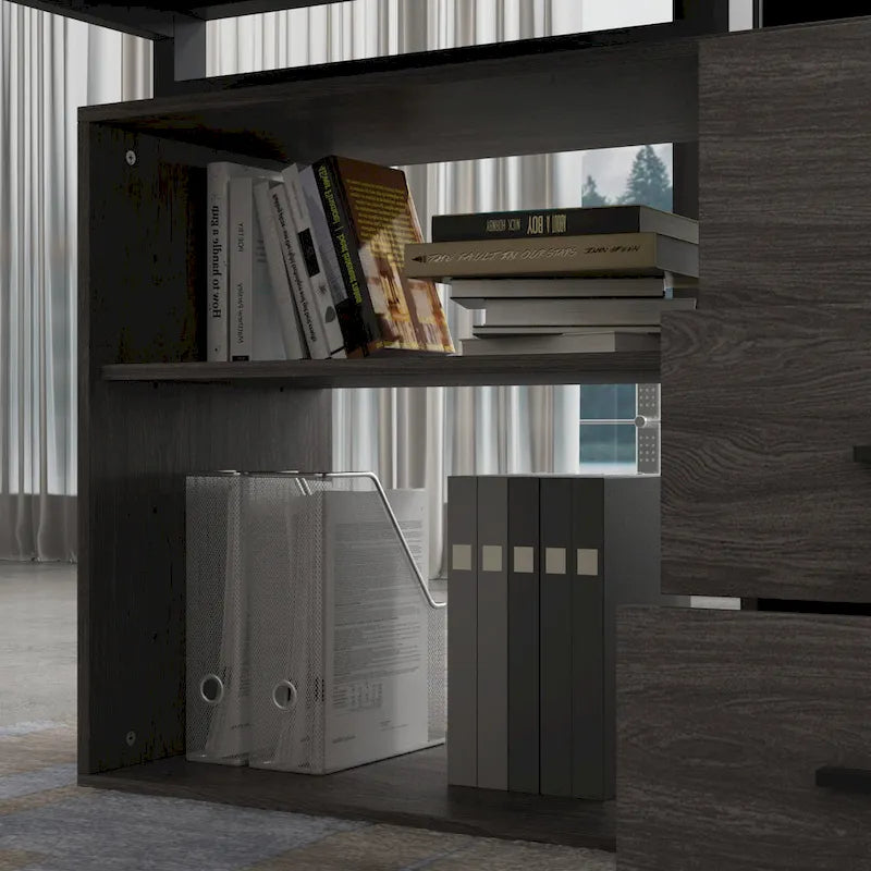 Bureau d'ordinateur en forme de L de 55" - Poste de travail avec rangement - 5 couleurs disponibles