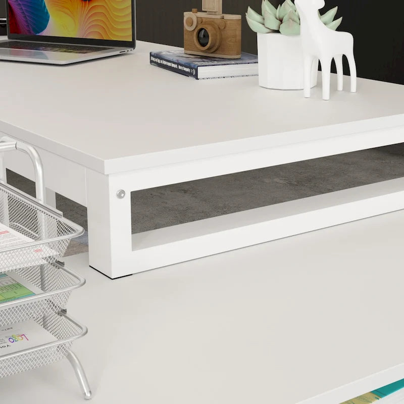 Bureau d'ordinateur en forme de L de 55" - Poste de travail avec rangement - 5 couleurs disponibles