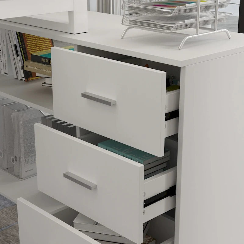 Bureau d'ordinateur en forme de L de 55" - Poste de travail avec rangement - 5 couleurs disponibles