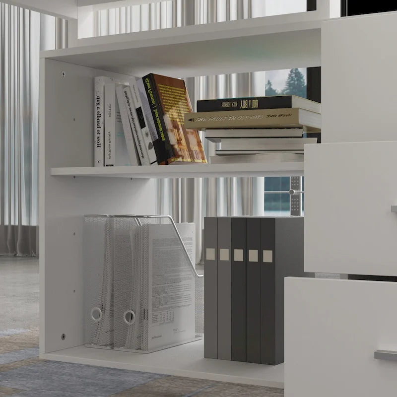 Bureau d'ordinateur en forme de L de 55" - Poste de travail avec rangement - 5 couleurs disponibles