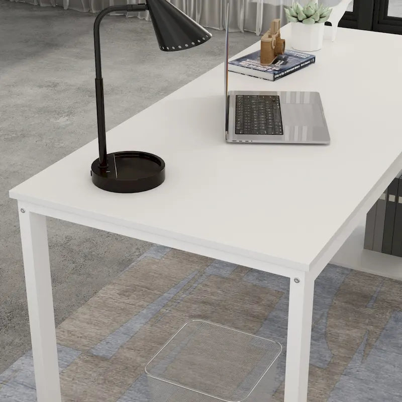 Bureau d'ordinateur en forme de L de 55" - Poste de travail avec rangement - 5 couleurs disponibles
