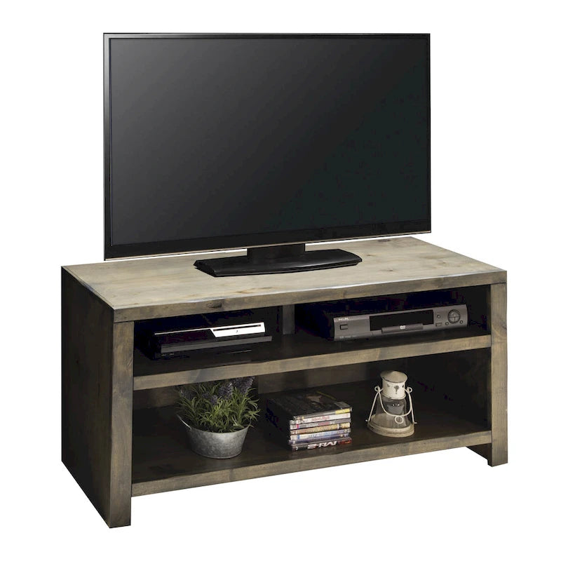 Meuble TV de 122 cm pour téléviseurs jusqu'à 55 pouces, aucun assemblage requis, finition bois de grange