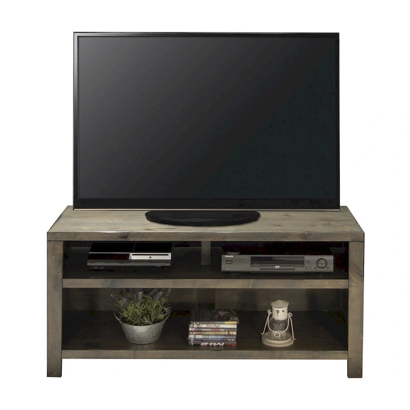 Meuble TV de 122 cm pour téléviseurs jusqu'à 55 pouces, aucun assemblage requis, finition bois de grange