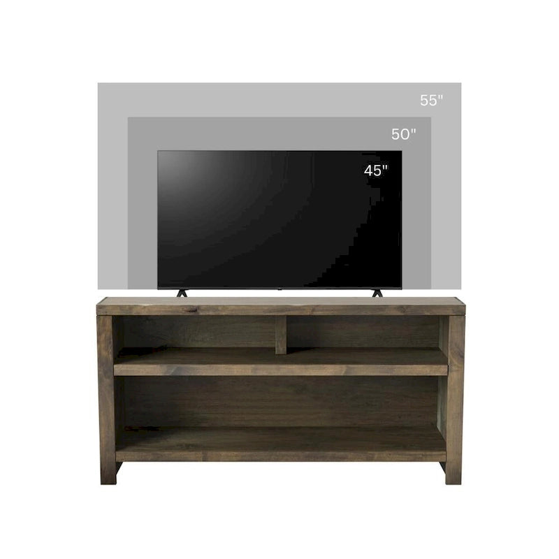 Meuble TV de 122 cm pour téléviseurs jusqu'à 55 pouces, aucun assemblage requis, finition bois de grange