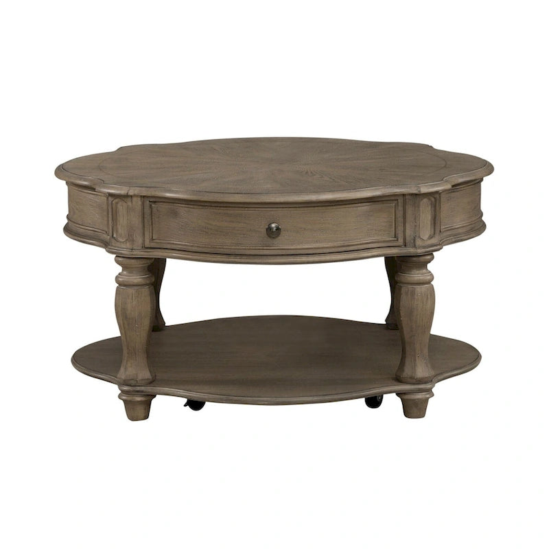Table basse ronde en bisque patinée Magnolia Manor