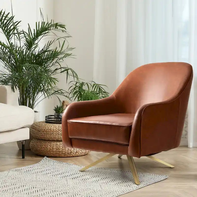 Fauteuil Club Pivotant en Cuir PU, Fauteuil de Salon, Fauteuil d'Appoint Rembourré