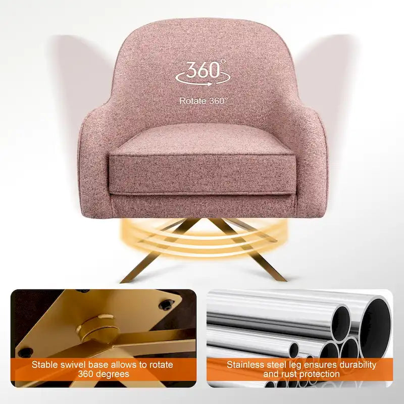 Fauteuil Club Pivotant en Cuir PU, Fauteuil de Salon, Fauteuil d'Appoint Rembourré