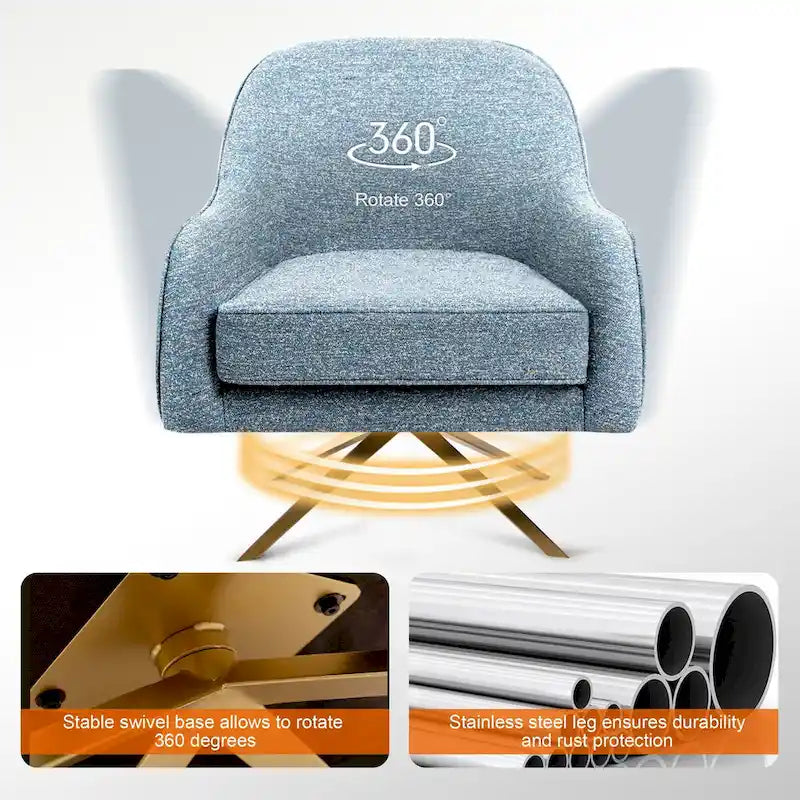 Fauteuil Club Pivotant en Cuir PU, Fauteuil de Salon, Fauteuil d'Appoint Rembourré