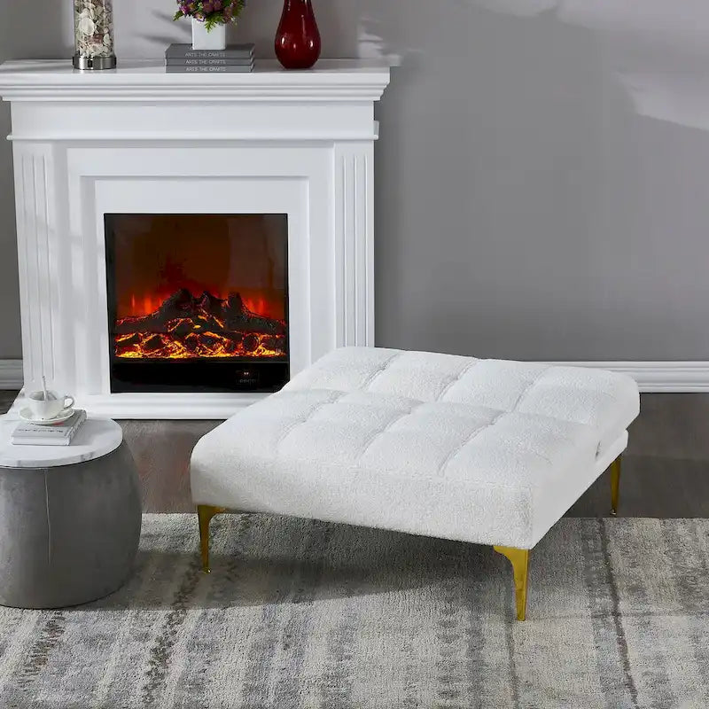Canapé convertible futon avec pieds en bois massif en tissu de lin vert moutarde
