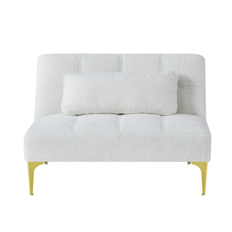 Canapé convertible futon avec pieds en bois massif en tissu de lin vert moutarde