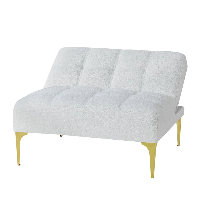 Canapé convertible futon avec pieds en bois massif en tissu de lin vert moutarde