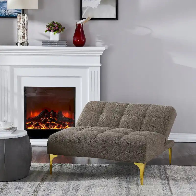 Canapé convertible futon avec pieds en bois massif en tissu de lin vert moutarde