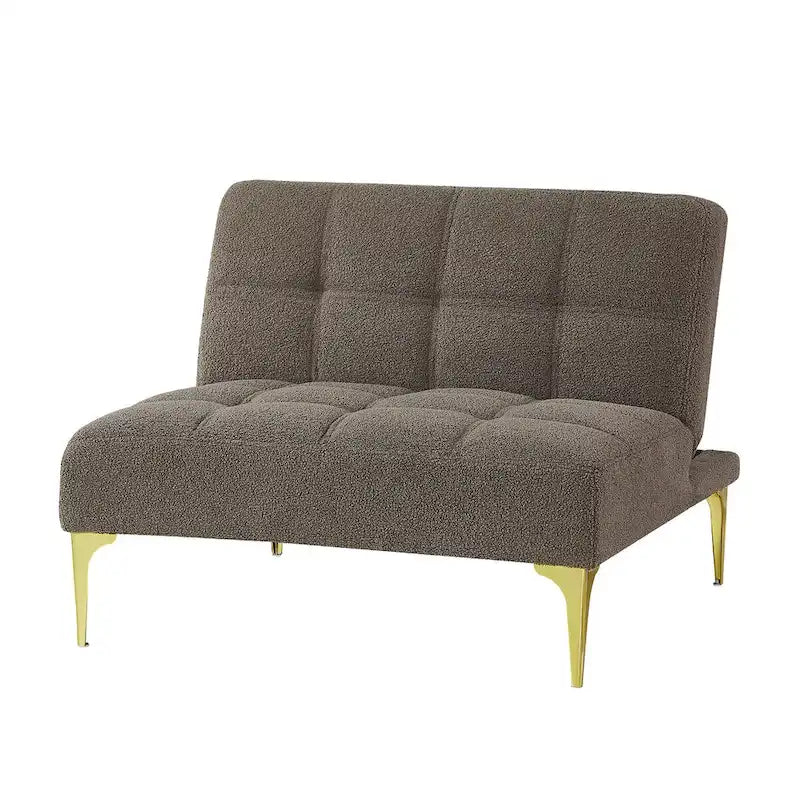 Canapé convertible futon avec pieds en bois massif en tissu de lin vert moutarde