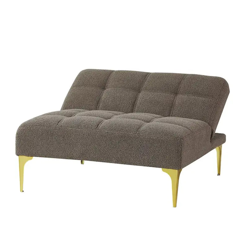 Canapé convertible futon avec pieds en bois massif en tissu de lin vert moutarde