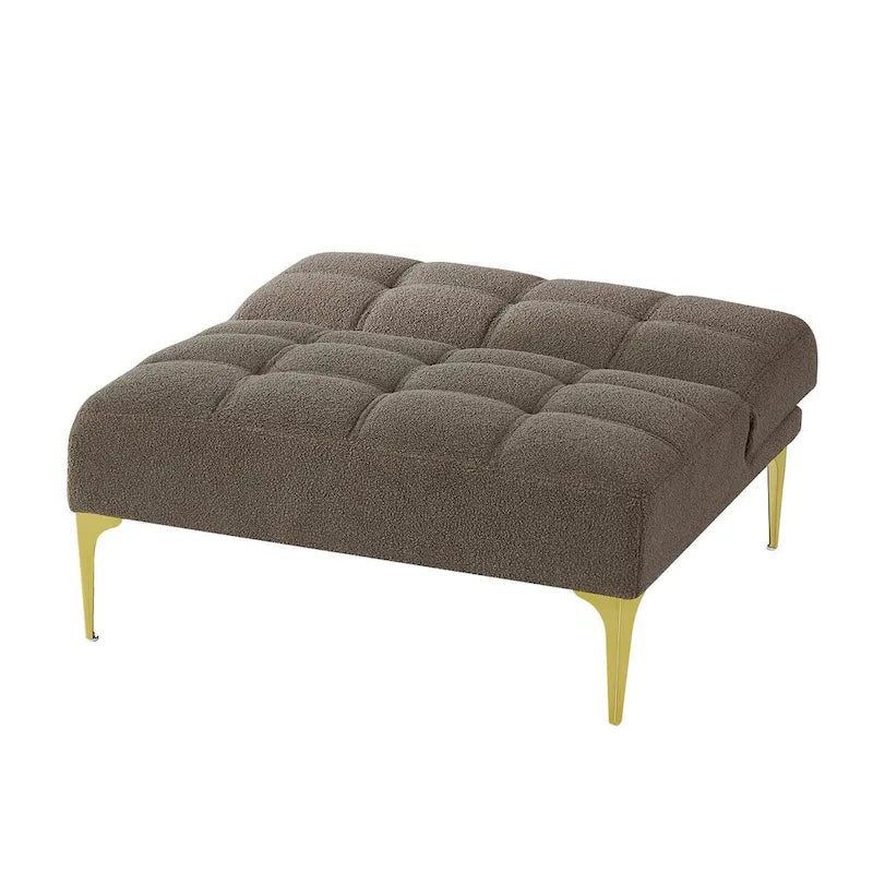 Canapé convertible futon avec pieds en bois massif en tissu de lin vert moutarde