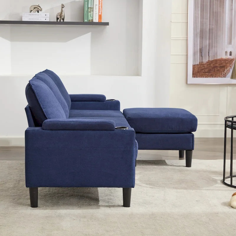 Canapé 3 places rembourré avec pouf de rangement pour salon