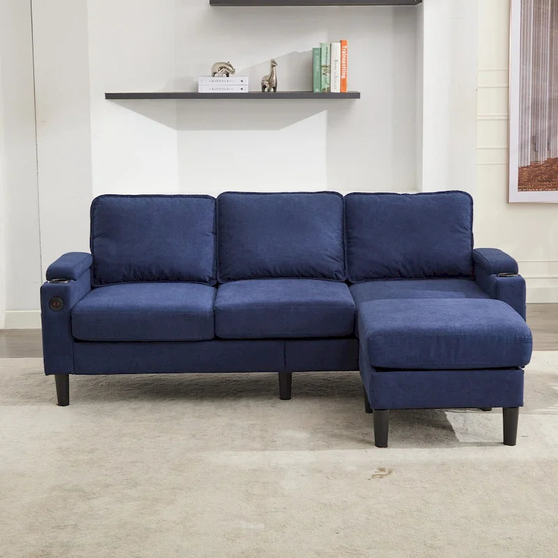Canapé 3 places rembourré avec pouf de rangement pour salon