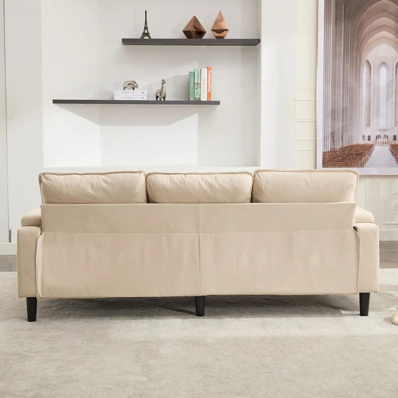 Canapé 3 places rembourré avec pouf de rangement pour salon
