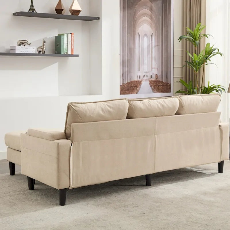 Canapé 3 places rembourré avec pouf de rangement pour salon