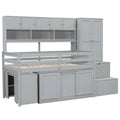 Twin Size Wooden Loft Bed Storage w/ Under-bed Desk, Drawers, Shelves