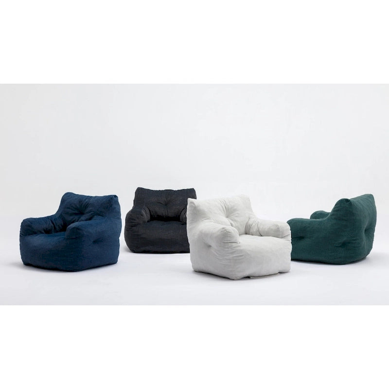 Fauteuil poire en tissu doux Coton-Lin, rembourré de mousse à mémoire de forme