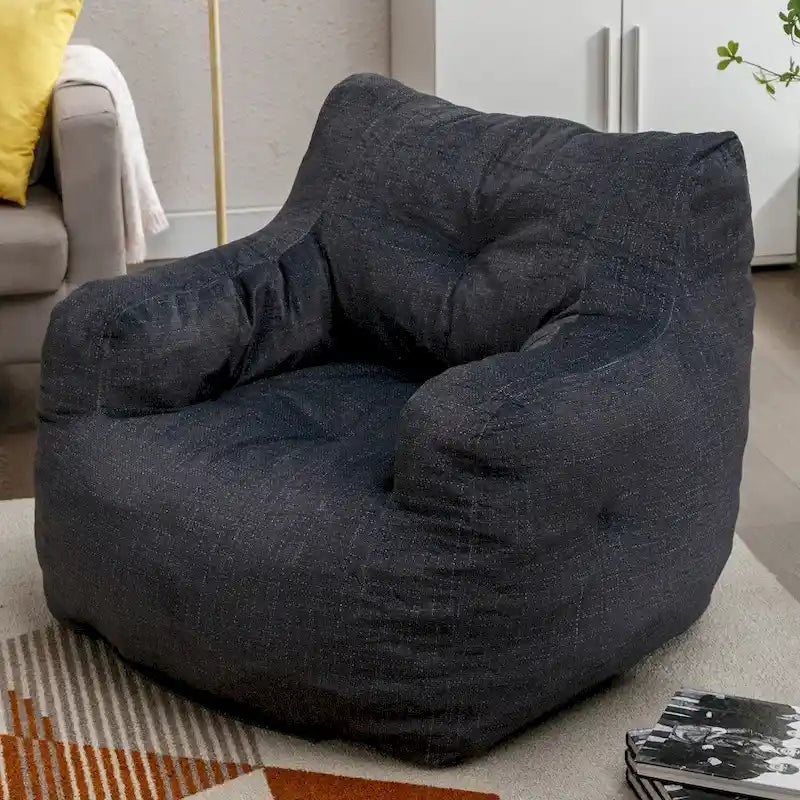 Fauteuil poire en tissu doux Coton-Lin, rembourré de mousse à mémoire de forme