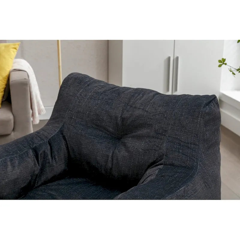 Fauteuil poire en tissu doux Coton-Lin, rembourré de mousse à mémoire de forme