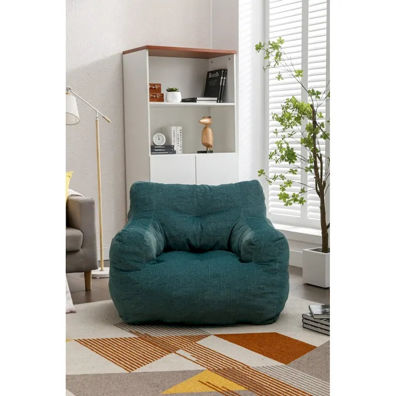 Fauteuil poire en tissu doux Coton-Lin, rembourré de mousse à mémoire de forme