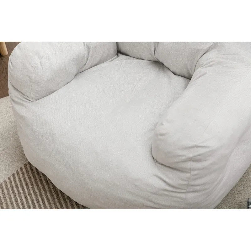 Fauteuil poire en tissu doux Coton-Lin, rembourré de mousse à mémoire de forme