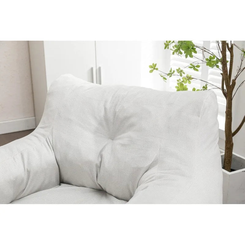 Fauteuil poire en tissu doux Coton-Lin, rembourré de mousse à mémoire de forme