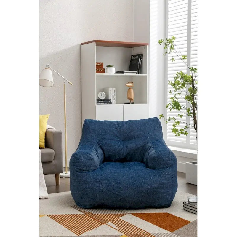 Fauteuil poire en tissu doux Coton-Lin, rembourré de mousse à mémoire de forme