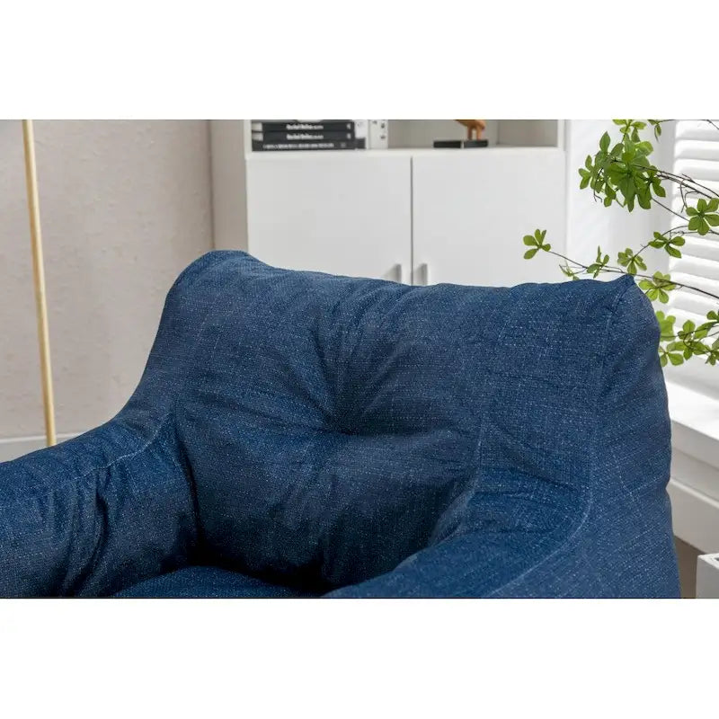 Fauteuil poire en tissu doux Coton-Lin, rembourré de mousse à mémoire de forme
