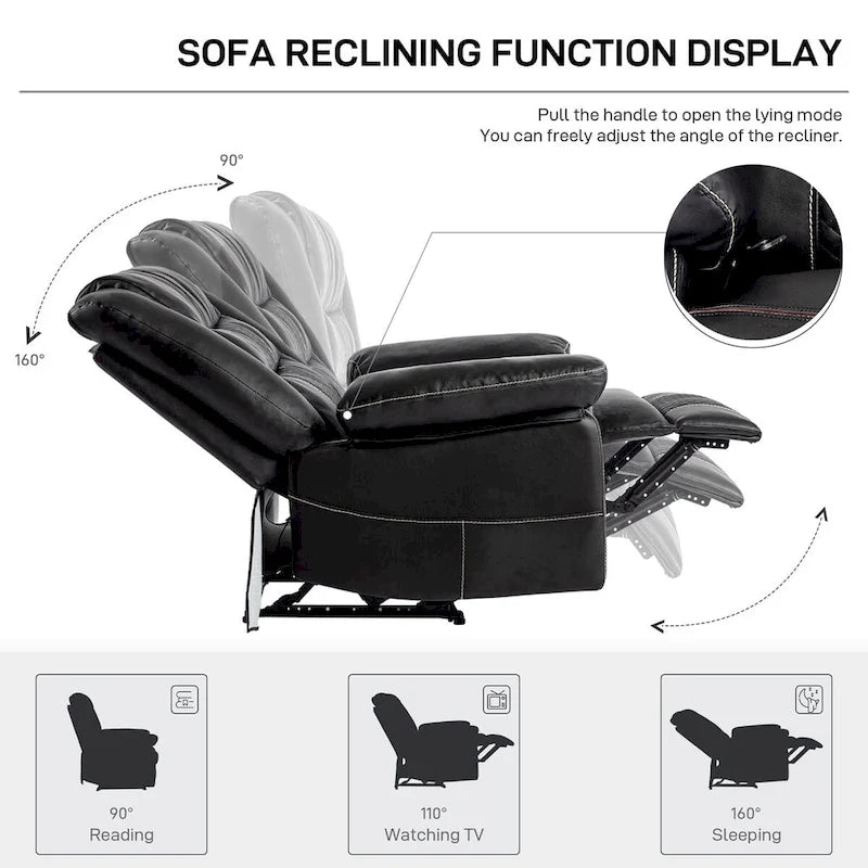 Fauteuil inclinable de massage en cuir respirant Canapé inclinable manuel pour salon