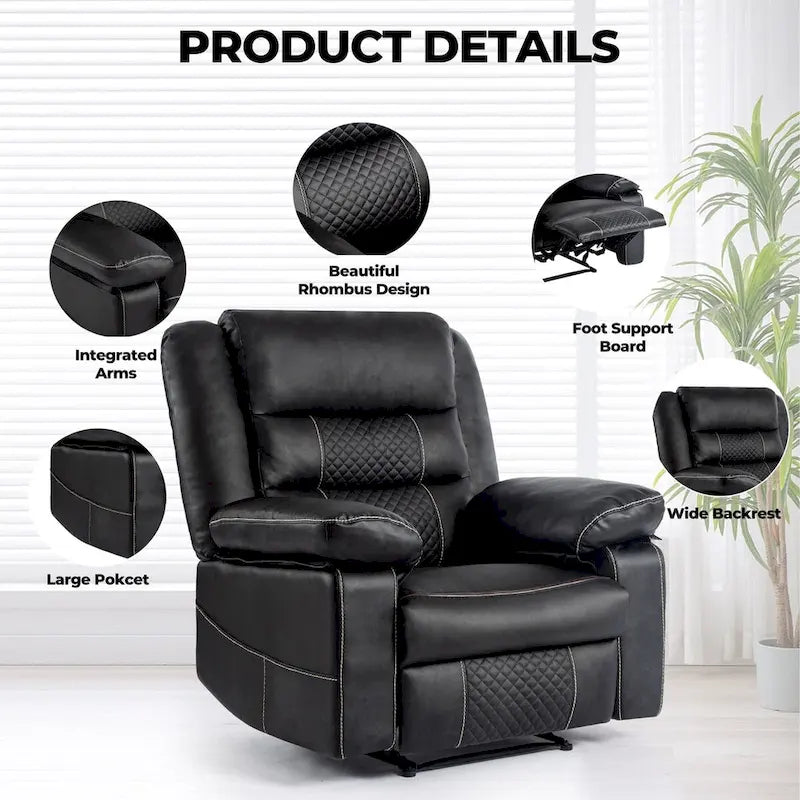 Fauteuil inclinable de massage en cuir respirant Canapé inclinable manuel pour salon