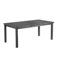 Table de salle à manger extensible de 95 pouces, cadre en aluminium gris, plateau à lattes
