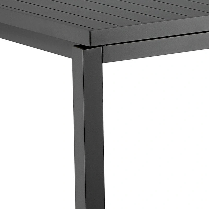 Table de salle à manger extensible de 95 pouces, cadre en aluminium gris, plateau à lattes