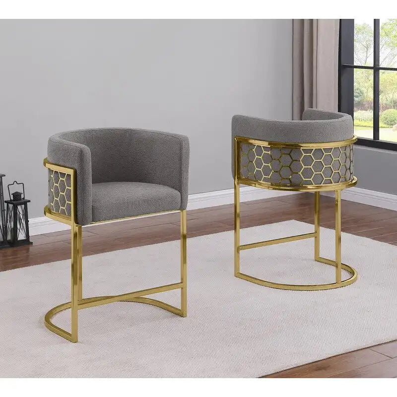 Tabourets de bar rembourrés Best Quality Furniture 29 Gold Chrome - Lot de 2. - N/A