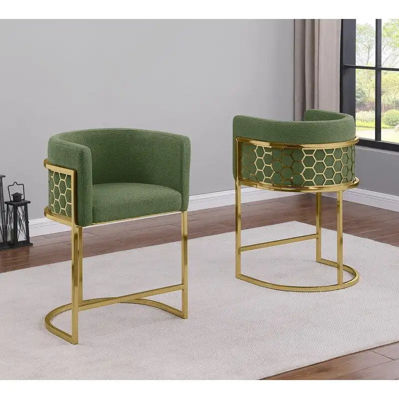 Tabourets de bar rembourrés Best Quality Furniture 29 Gold Chrome - Lot de 2. - N/A