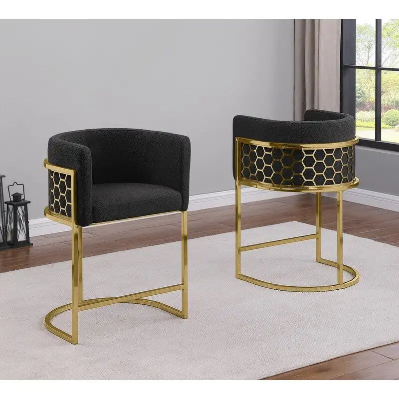 Tabourets de bar rembourrés Best Quality Furniture 29 Gold Chrome - Lot de 2. - N/A
