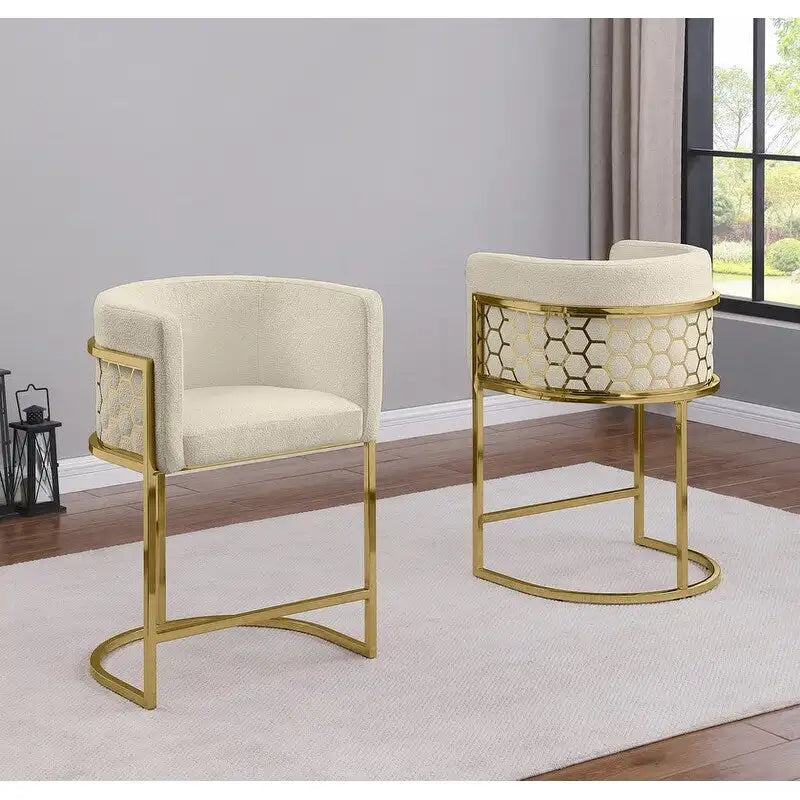 Tabourets de bar rembourrés Best Quality Furniture 29 Gold Chrome - Lot de 2. - N/A