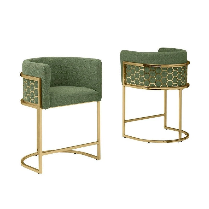Tabourets de bar rembourrés Best Quality Furniture 29 Gold Chrome - Lot de 2. - N/A