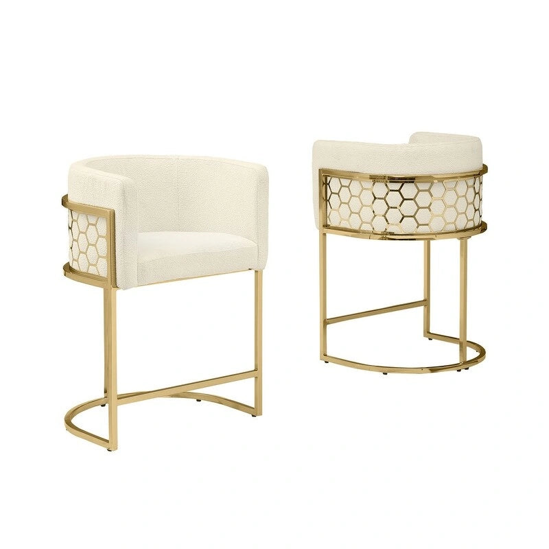 Tabourets de bar rembourrés Best Quality Furniture 29 Gold Chrome - Lot de 2. - N/A