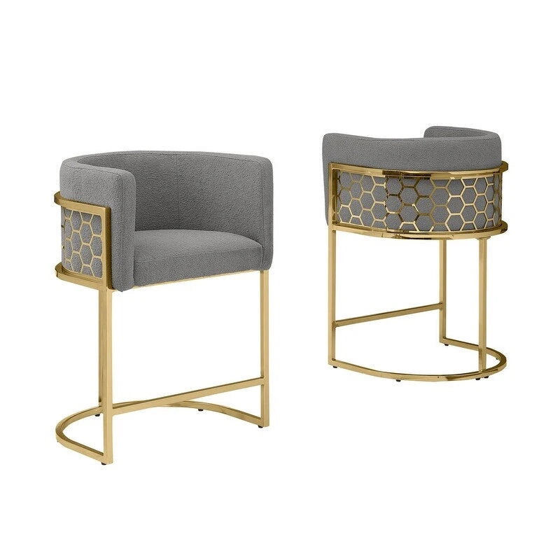 Tabourets de bar rembourrés Best Quality Furniture 29 Gold Chrome - Lot de 2. - N/A