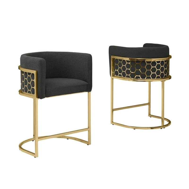 Tabourets de bar rembourrés Best Quality Furniture 29 Gold Chrome - Lot de 2. - N/A