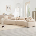 Canapé d'angle rembourré 4 places en tissu bouclé moderne avec 4 oreillers