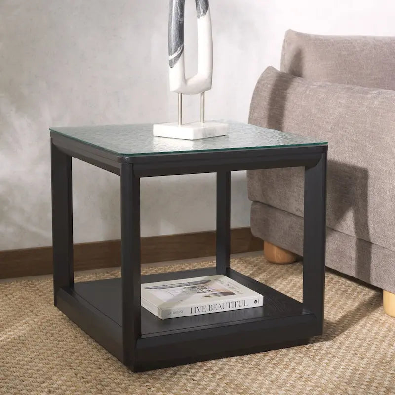 Table d'appoint en verre Benecarlo - 22larg.x22prof.x21haut.