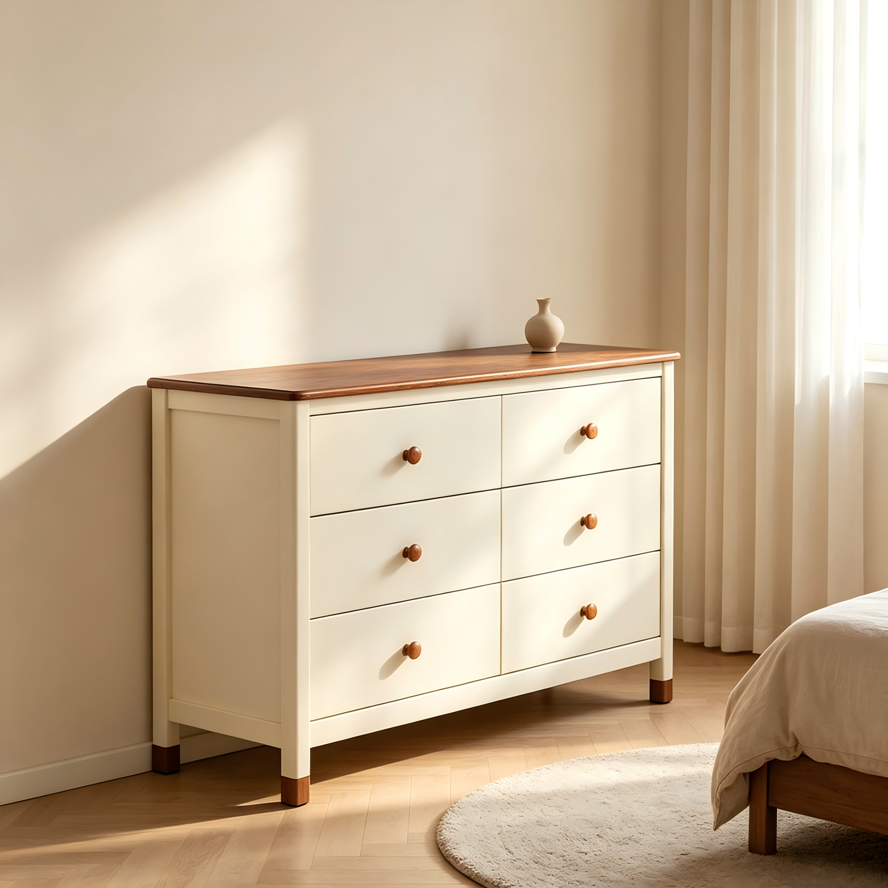 Wooden Storage Dresser with 6 Drawers