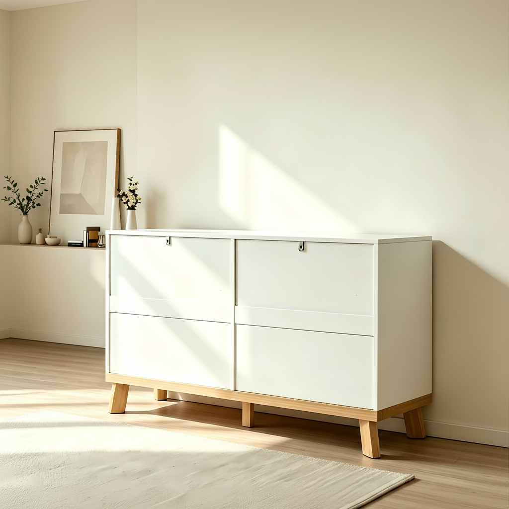 Modern White Wood 6-Drawer Dresser