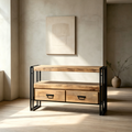 Reclaimed Wood TV Cabinet with Double Metal Drawers - 40x16x24