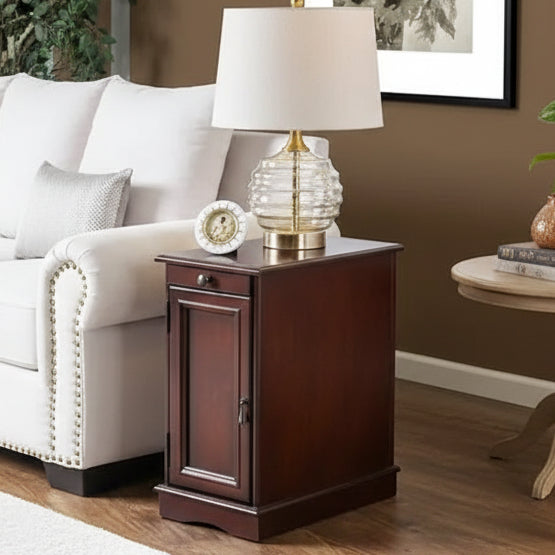 Transitional 12-inch Wood Multi-storage Side Table